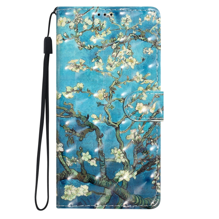 For Motorola Edge 2024 3D Pattern Leather Phone Case(Blue Base Apricot Flower)