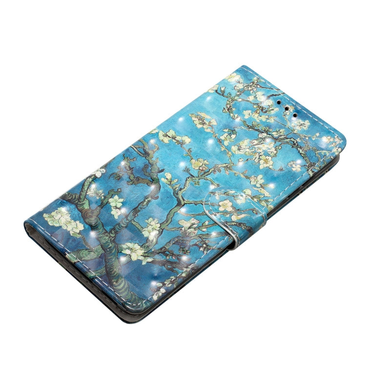 For Motorola Edge 2024 3D Pattern Leather Phone Case(Blue Base Apricot Flower)