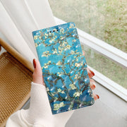 For Motorola Moto G Stylus 5G 2024 3D Pattern Leather Phone Case(Blue Base Apricot Flower)