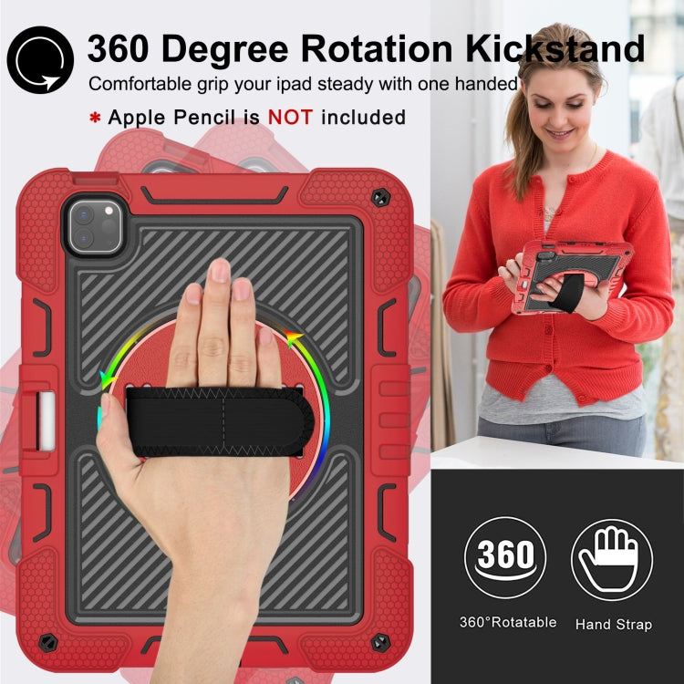 For iPad Pro 11 2024 360 Degree Rotation PC Contrast Silicone Tablet Case(Red + Black)