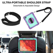 For iPad Pro 11 2024 360 Degree Rotation PC Contrast Silicone Tablet Case(Purple + Mint Green)