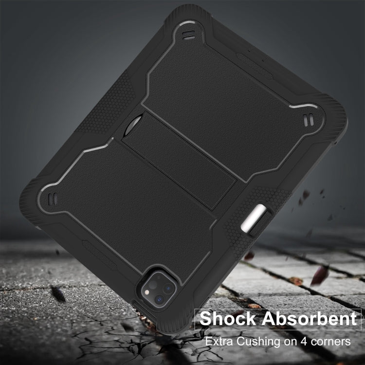 For iPad Pro 11 2024 Shockproof Silicone Hybrid PC Tablet Case with Holder(Black)