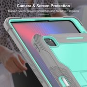 For iPad Pro 13 2024 Shockproof Silicone Hybrid PC Tablet Case with Holder(Mint Green + Grey)