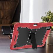 For iPad Pro 13 2024 Shockproof Silicone Hybrid PC Tablet Case with Holder(Black + Red)