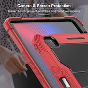 For iPad Pro 13 2024 Shockproof Silicone Hybrid PC Tablet Case with Holder(Black + Red)