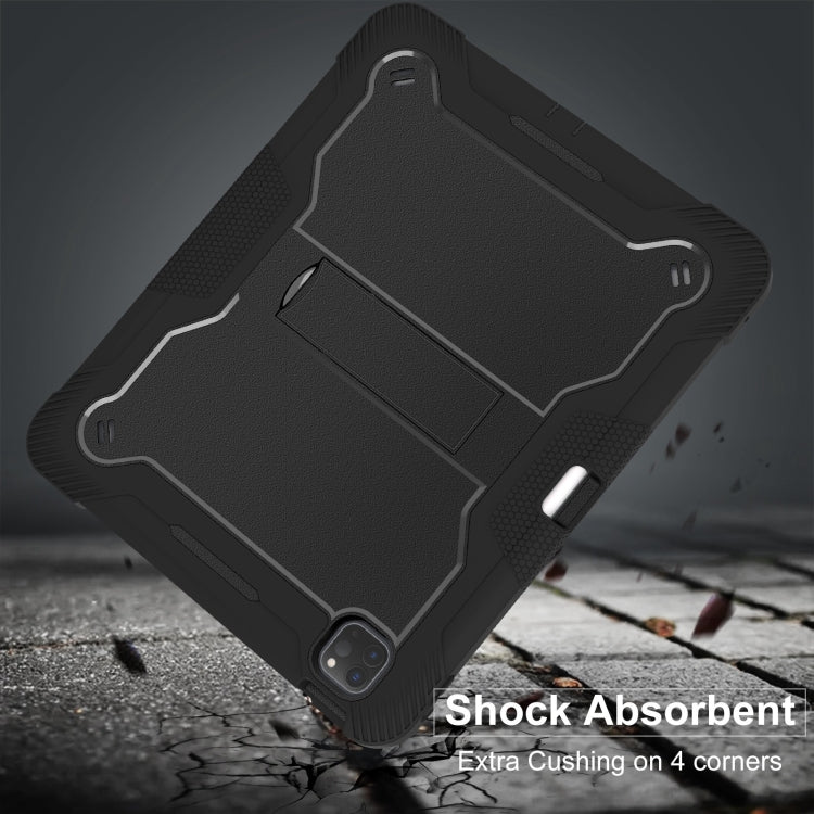 For iPad Pro 13 2024 Shockproof Silicone Hybrid PC Tablet Case with Holder(Black)