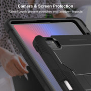 For iPad Pro 13 2024 Shockproof Silicone Hybrid PC Tablet Case with Holder(Black)