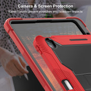 For iPad Air 13 2024 Shockproof Silicone Hybrid PC Tablet Case with Holder(Black + Red)