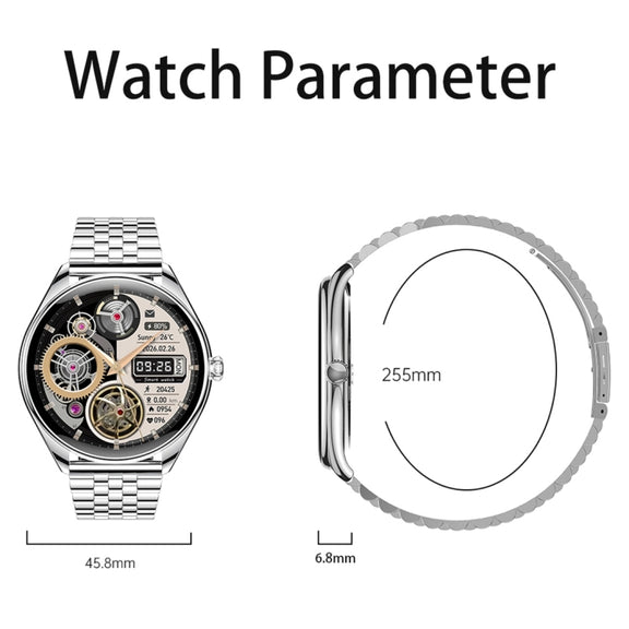 MT55 1.43 inch AMOLED HD Screen Ultra-thin Smart Call Health Watch, Leather Strap(Black Brown)