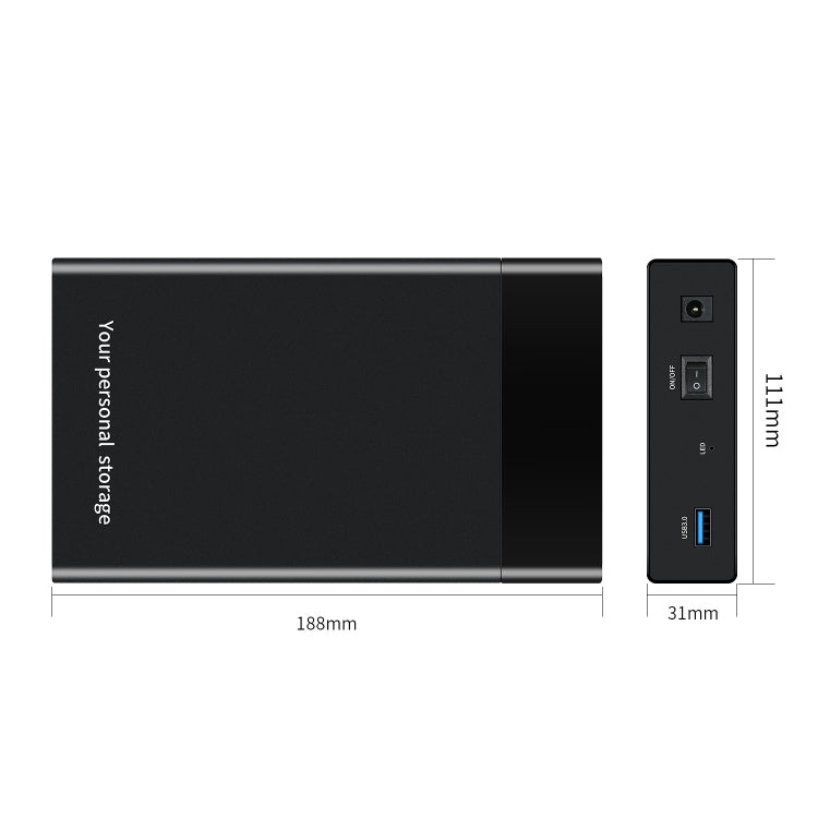 HDD 2.5 / 3.5 inch USB3.0 External Hard Drive Enclosure Case for Laptop Computer(US Plug)