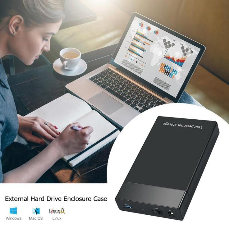 HDD 2.5 / 3.5 inch USB3.0 External Hard Drive Enclosure Case for Laptop Computer(US Plug)