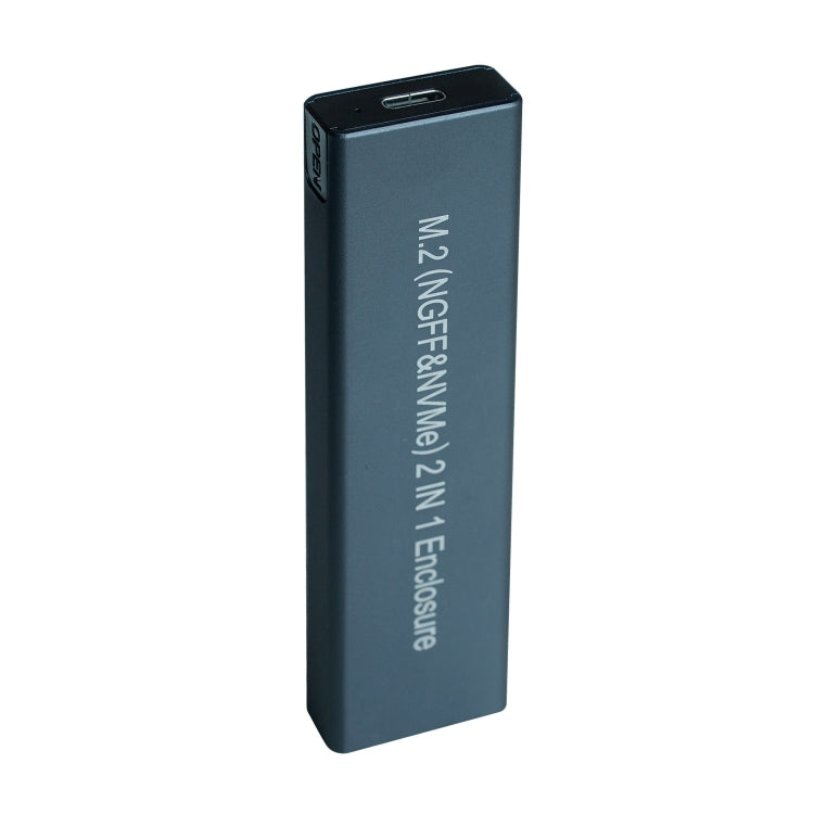 Aluminium Alloy M.2 NDFF&NVMe 2-in-1 External Hard Drive Enclosure(Dark Grey)