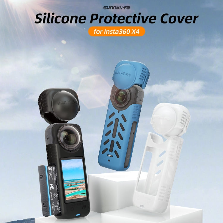 For Insta360 X4 / X5 Sunnylife Silicone Shockproof Case Lens Body Cover Kit(Black)