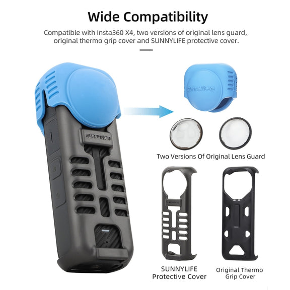For Insta360 X4 / X5 Sunnylife Silicone Shockproof Case Lens Body Cover Kit(Black)