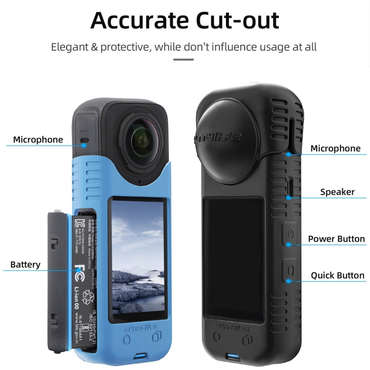 For Insta360 X4 / X5 Sunnylife Silicone Shockproof Case Lens Body Cover Kit(Black)