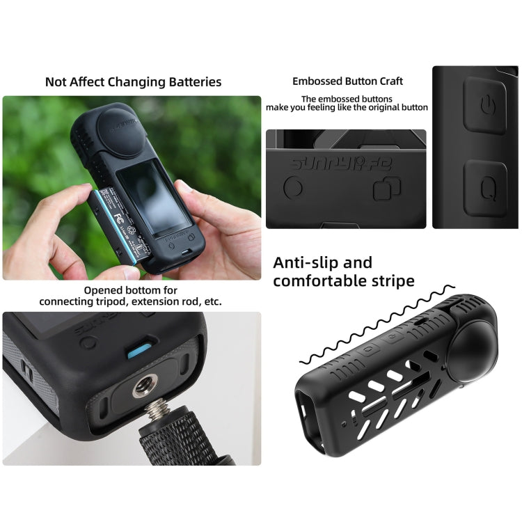 For Insta360 X4 / X5 Sunnylife Silicone Shockproof Case Lens Body Cover Kit(Black)