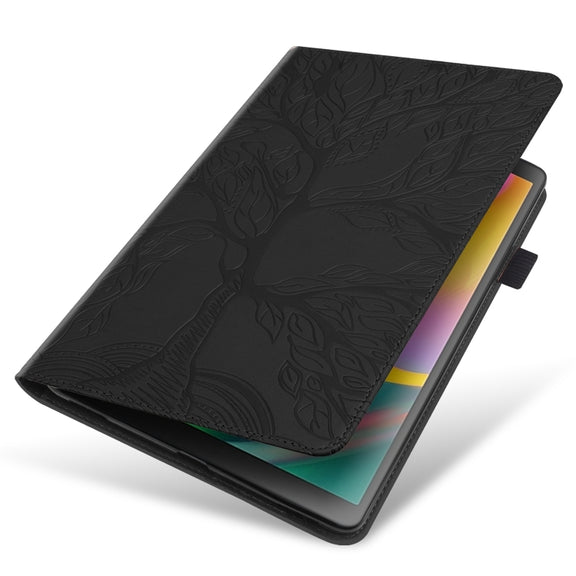 For iPad Pro 13 2024 Tree Life Series Embossed Smart Leather Tablet Case(Black)