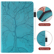 For iPad Pro 13 2024 Tree Life Series Embossed Smart Leather Tablet Case(Lake Blue)