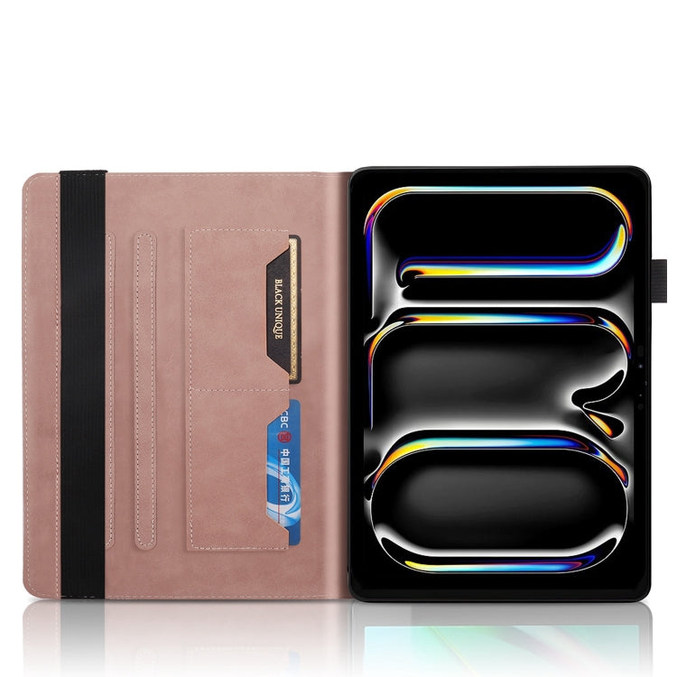For iPad Pro 13 2024 Tree Life Series Embossed Smart Leather Tablet Case(Rose Gold)