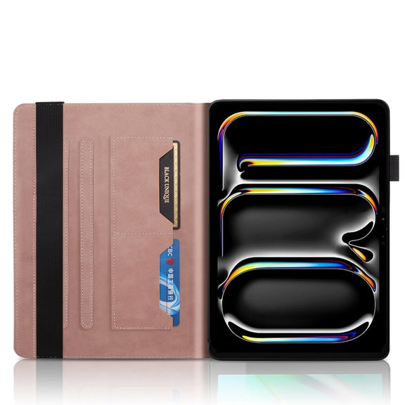 For iPad Pro 13 2024 Tree Life Series Embossed Smart Leather Tablet Case(Rose Gold)