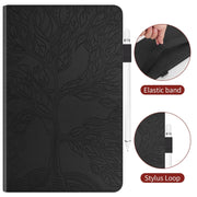 For iPad Pro 11 2024 Tree Life Series Embossed Smart Leather Tablet Case(Black)