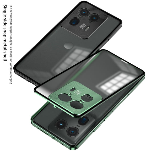 For Motorola Moto X40 Snap Buckle Metal Frame Frosted Phone Case(Black)