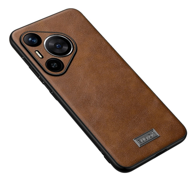 For Huawei Pura 70 Pro / 70 Pro+ SULADA Shockproof TPU Hybrid Handmade Leather Phone Case(Brown)