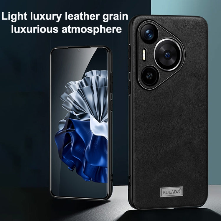 For Huawei Pura 70 SULADA Shockproof TPU Hybrid Handmade Leather Phone Case(Brown)