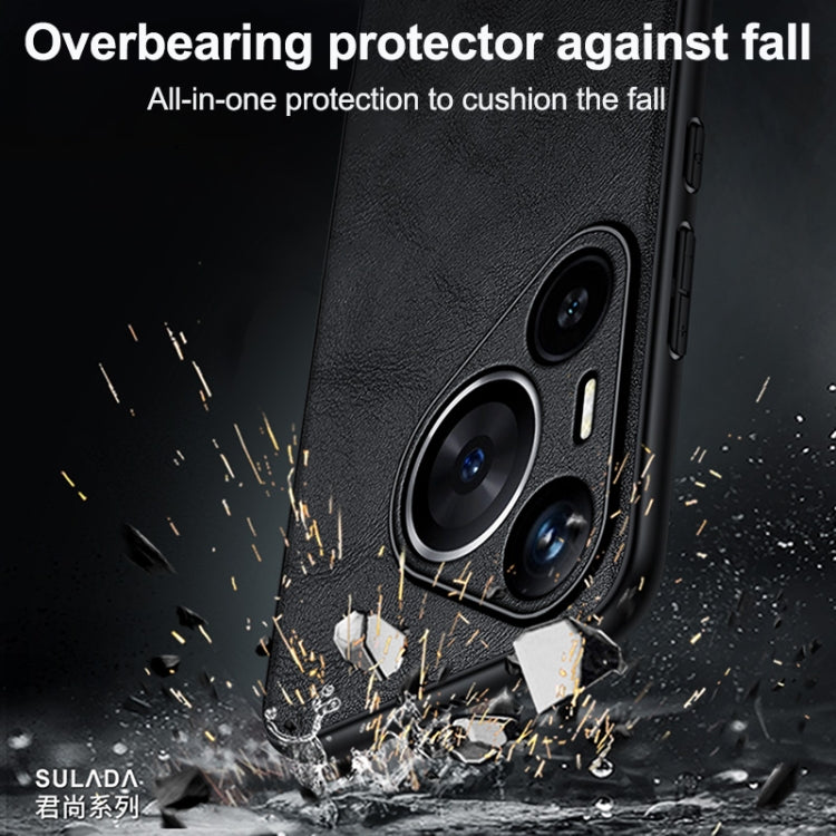 For Huawei Pura 70 SULADA Shockproof TPU Hybrid Handmade Leather Phone Case(Brown)