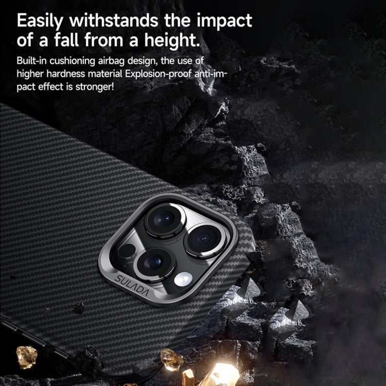 For iPhone 15 Pro Max SULADA 600D Kevlar Texture PC Shockproof Phone Case(Black)