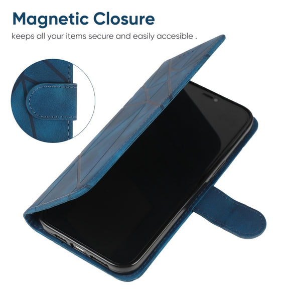 For Samsung Galaxy S24+ / S25+ 5G Skin Feel Geometric Lines Leather Phone Case(Blue)
