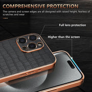 For iPhone 16 Pro Max AZNS Electroplated Frame Crocodile Texture Full Coverage Phone Case(Green)