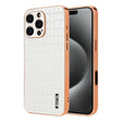 For iPhone 16 Pro Max AZNS Electroplated Frame Crocodile Texture Full Coverage Phone Case(White) - free shipping - PMC TechLife - Order now!