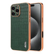 For iPhone 16 Pro AZNS Electroplated Frame Crocodile Texture Full Coverage Phone Case(Green) - free shipping - PMC TechLife - Order now!