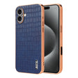 For iPhone 16 Plus AZNS Electroplated Frame Crocodile Texture Full Coverage Phone Case(Blue) - iPhone 16 Plus Cases by AZNS | Online Shopping South Africa | PMC TechLife | Buy Now Pay Later Mobicred
