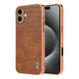 For iPhone 16 AZNS Electroplated Frame Crocodile Texture Full Coverage Phone Case(Brown) - iPhone 16 Cases by AZNS | Online Shopping South Africa | PMC TechLife | Buy Now Pay Later Mobicred