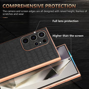 For Samsung Galaxy S24 Ultra 5G AZNS Electroplated Frame Crocodile Texture Full Coverage Phone Case(Blue)