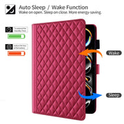 For iPad Pro 13 2024 Rhombus Lattice Leather Smart Tablet Case(Red)