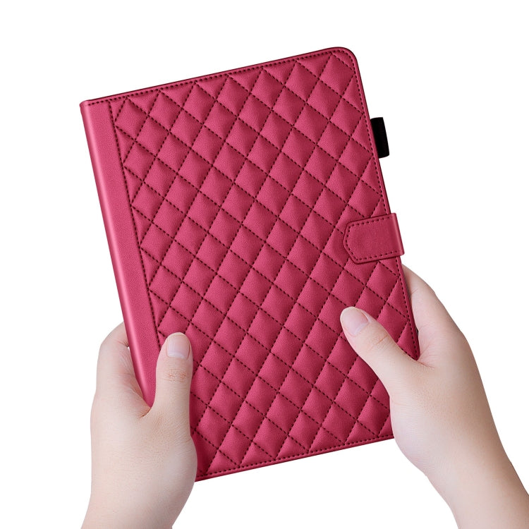 For iPad Pro 13 2024 Rhombus Lattice Leather Smart Tablet Case(Red)