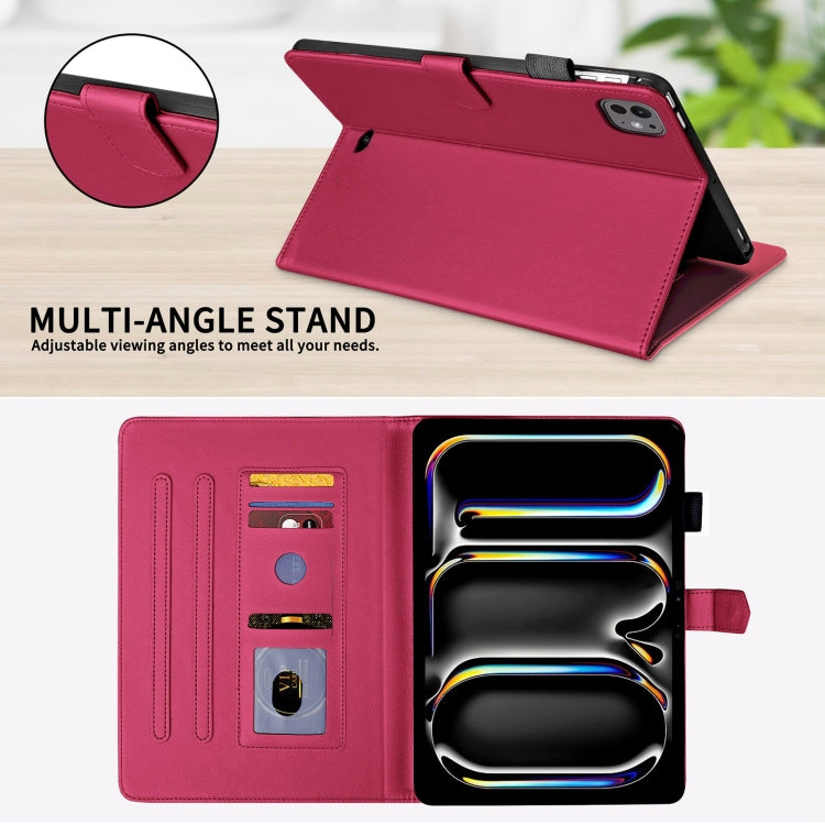 For iPad Pro 13 2024 Rhombus Lattice Leather Smart Tablet Case(Red)