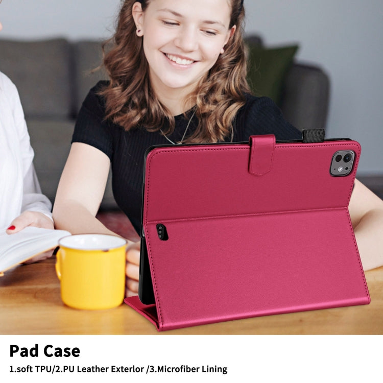 For iPad Pro 13 2024 Rhombus Lattice Leather Smart Tablet Case(Red)