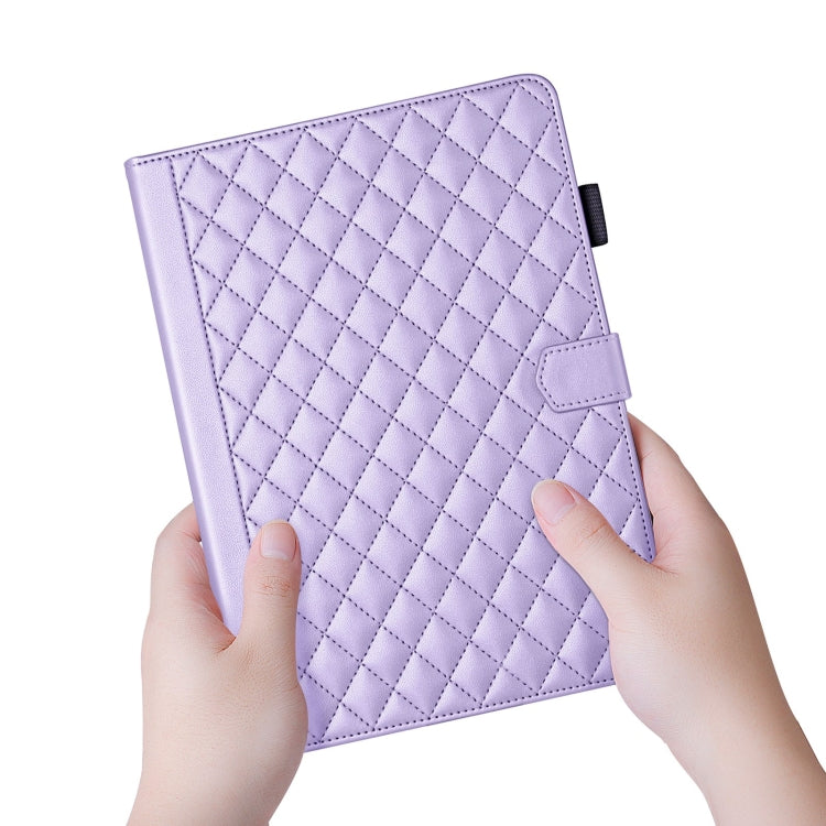 For iPad Pro 13 2024 Rhombus Lattice Leather Smart Tablet Case(Purple)