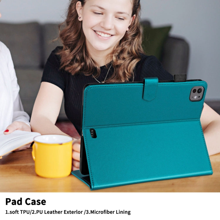 For iPad Pro 13 2024 Rhombus Lattice Leather Smart Tablet Case(Dark Green)