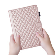 For iPad Pro 11 2024 Rhombus Lattice Leather Smart Tablet Case(Rose Gold)