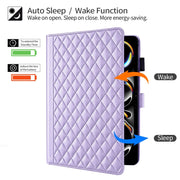 For iPad Pro 11 2024 Rhombus Lattice Leather Smart Tablet Case(Purple)