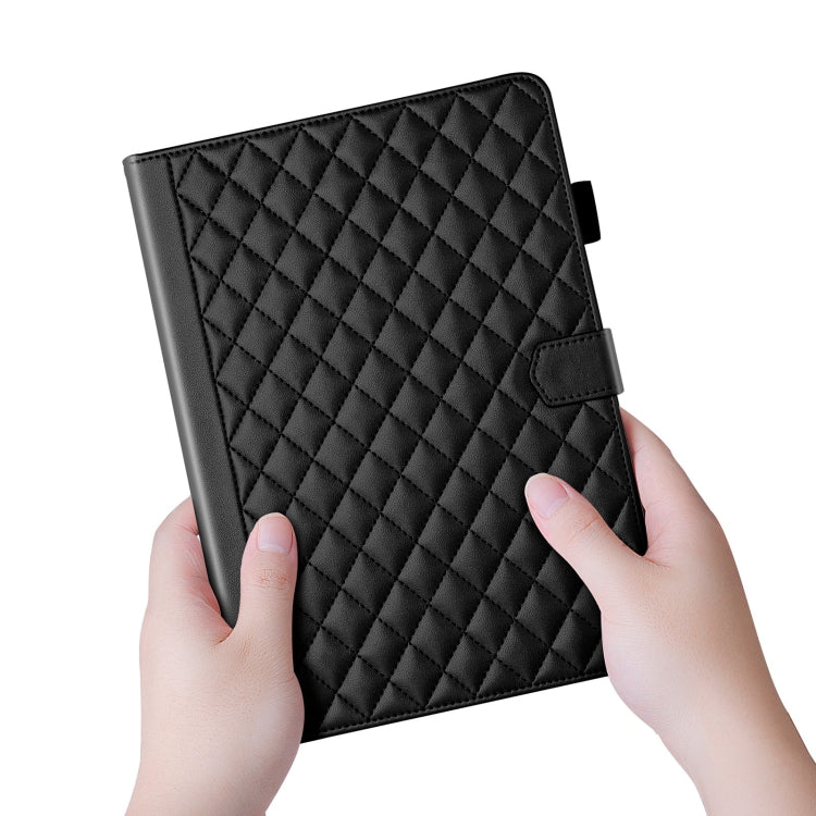 For iPad Pro 11 2024 Rhombus Lattice Leather Smart Tablet Case(Black)