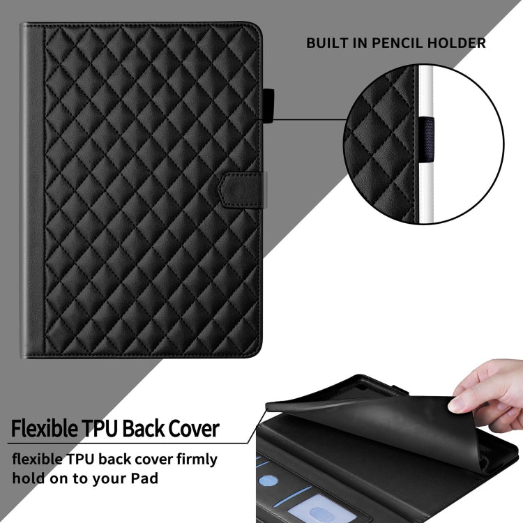 For iPad Pro 11 2024 Rhombus Lattice Leather Smart Tablet Case(Black)