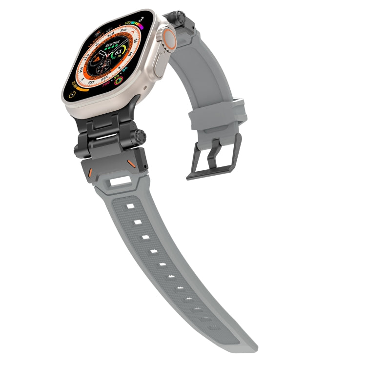 For Apple Watch SE 44mm Stainless Steel Connector TPU Watch Band(Black Grey)