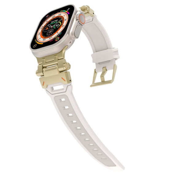 For Apple Watch 42mm Stainless Steel Connector TPU Watch Band(Gold Starlight)