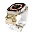 For Apple Watch 42mm Stainless Steel Connector TPU Watch Band(Gold White) - free shipping - PMC TechLife - Order now!
